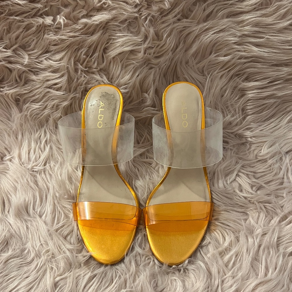 Aldo Metallic Orange Heels Size 6